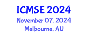 International Conference on Materials Science and Engineering (ICMSE) November 07, 2024 - Melbourne, Australia
