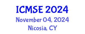 International Conference on Materials Science and Engineering (ICMSE) November 04, 2024 - Nicosia, Cyprus