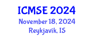 International Conference on Materials Science and Engineering (ICMSE) November 18, 2024 - Reykjavik, Iceland