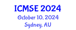 International Conference on Materials Science and Engineering (ICMSE) October 10, 2024 - Sydney, Australia