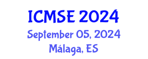 International Conference on Materials Science and Engineering (ICMSE) September 05, 2024 - Málaga, Spain