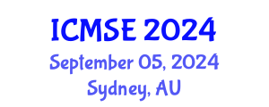 International Conference on Materials Science and Engineering (ICMSE) September 05, 2024 - Sydney, Australia