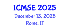 International Conference on Materials Science and Engineering (ICMSE) December 13, 2025 - Rome, Italy