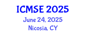 International Conference on Materials Science and Engineering (ICMSE) June 24, 2025 - Nicosia, Cyprus