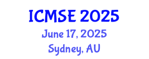 International Conference on Materials Science and Engineering (ICMSE) June 17, 2025 - Sydney, Australia