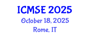 International Conference on Materials Science and Engineering (ICMSE) October 18, 2025 - Rome, Italy