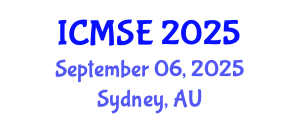 International Conference on Materials Science and Engineering (ICMSE) September 06, 2025 - Sydney, Australia
