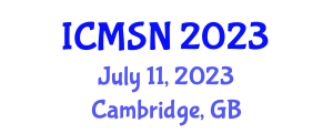 International Conference on Materials Sciences and Nanomaterials (ICMSN) July 11, 2023 - Cambridge, United Kingdom