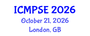 International Conference on Mathematical, Physical Sciences and Engineering (ICMPSE) October 21, 2026 - London, United Kingdom