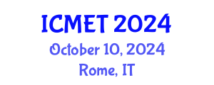 International Conference on Mathematics Education and Teachers (ICMET) October 10, 2024 - Rome, Italy