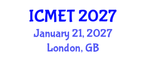 International Conference on Mathematics Education and Teachers (ICMET) January 21, 2027 - London, United Kingdom International Conference on Mathematics Education and Teachers (ICMET) January 21, 2027 - London, United Kingdom
