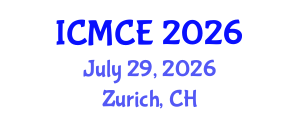 International Conference on Mechanical and Control Engineering (ICMCE) July 29, 2026 - Zurich, Switzerland