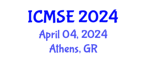International Conference on Mechanical and Systems Engineering (ICMSE) April 04, 2024 - Athens, Greece