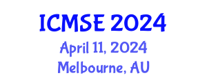 International Conference on Mechanical and Systems Engineering (ICMSE) April 11, 2024 - Melbourne, Australia