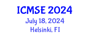 International Conference on Mechanical and Systems Engineering (ICMSE) July 18, 2024 - Helsinki, Finland