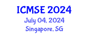 International Conference on Mechanical and Systems Engineering (ICMSE) July 04, 2024 - Singapore, Singapore