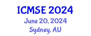 International Conference on Mechanical and Systems Engineering (ICMSE) June 20, 2024 - Sydney, Australia