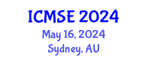 International Conference on Mechanical and Systems Engineering (ICMSE) May 16, 2024 - Sydney, Australia