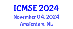 International Conference on Mechanical and Systems Engineering (ICMSE) November 04, 2024 - Amsterdam, Netherlands