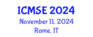 International Conference on Mechanical and Systems Engineering (ICMSE) November 11, 2024 - Rome, Italy