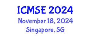 International Conference on Mechanical and Systems Engineering (ICMSE) November 18, 2024 - Singapore, Singapore