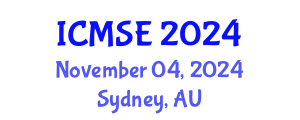 International Conference on Mechanical and Systems Engineering (ICMSE) November 04, 2024 - Sydney, Australia