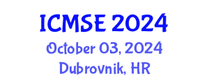 International Conference on Mechanical and Systems Engineering (ICMSE) October 03, 2024 - Dubrovnik, Croatia