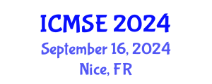 International Conference on Mechanical and Systems Engineering (ICMSE) September 16, 2024 - Nice, France