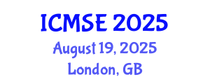 International Conference on Mechanical and Systems Engineering (ICMSE) August 19, 2025 - London, United Kingdom