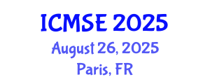 International Conference on Mechanical and Systems Engineering (ICMSE) August 26, 2025 - Paris, France