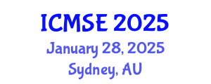 International Conference on Mechanical and Systems Engineering (ICMSE) January 28, 2025 - Sydney, Australia