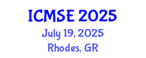 International Conference on Mechanical and Systems Engineering (ICMSE) July 19, 2025 - Rhodes, Greece