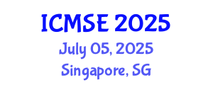 International Conference on Mechanical and Systems Engineering (ICMSE) July 05, 2025 - Singapore, Singapore