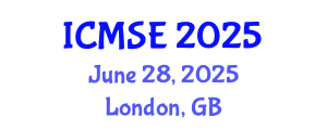 International Conference on Mechanical and Systems Engineering (ICMSE) June 28, 2025 - London, United Kingdom