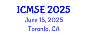 International Conference on Mechanical and Systems Engineering (ICMSE) June 15, 2025 - Toronto, Canada