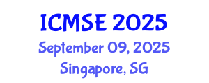 International Conference on Mechanical and Systems Engineering (ICMSE) September 09, 2025 - Singapore, Singapore