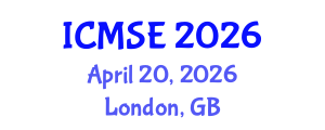 International Conference on Mechanical and Systems Engineering (ICMSE) April 20, 2026 - London, United Kingdom International Conference on Mechanical and Systems Engineering (ICMSE) April 20, 2026 - London, United Kingdom