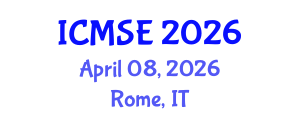 International Conference on Mechanical and Systems Engineering (ICMSE) April 08, 2026 - Rome, Italy