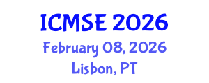 International Conference on Mechanical and Systems Engineering (ICMSE) February 08, 2026 - Lisbon, Portugal