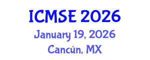 International Conference on Mechanical and Systems Engineering (ICMSE) January 19, 2026 - Cancún, Mexico International Conference on Mechanical and Systems Engineering (ICMSE) January 19, 2026 - Cancún, Mexico