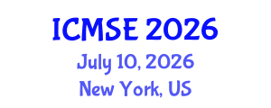 International Conference on Mechanical and Systems Engineering (ICMSE) July 10, 2026 - New York, United States International Conference on Mechanical and Systems Engineering (ICMSE) July 10, 2026 - New York, United States