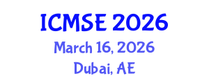International Conference on Mechanical and Systems Engineering (ICMSE) March 16, 2026 - Dubai, United Arab Emirates International Conference on Mechanical and Systems Engineering (ICMSE) March 16, 2026 - Dubai, United Arab Emirates