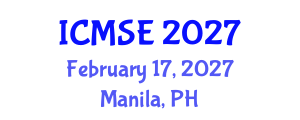 International Conference on Mechanical and Systems Engineering (ICMSE) February 17, 2027 - Manila, Philippines