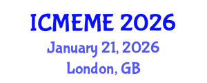 International Conference on Mechanical, Electronics and Mechatronics Engineering (ICMEME) January 21, 2026 - London, United Kingdom