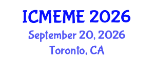 International Conference on Mechanical, Electronics and Mechatronics Engineering (ICMEME) September 20, 2026 - Toronto, Canada