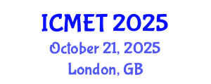 International Conference on Mechanical Engineering and Technology (ICMET) October 21, 2025 - London, United Kingdom