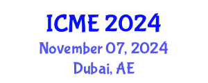 International Conference on Mechanical Engineering (ICME) November 07, 2024 - Dubai, United Arab Emirates