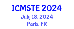 International Conference on Medical Science, Technology and Engineering (ICMSTE) July 18, 2024 - Paris, France