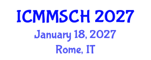 International Conference on Museology, Museum Studies and Cultural Heritage (ICMMSCH) January 18, 2027 - Rome, Italy International Conference on Museology, Museum Studies and Cultural Heritage (ICMMSCH) January 18, 2027 - Rome, Italy