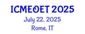International Conference on Music Education and Online Education Technologies (ICMEOET) July 22, 2025 - Rome, Italy